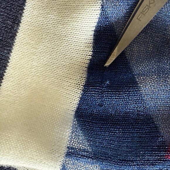 Desigual Womens Navy Long Sleeve Sweater Top Floral Striped Size M Boho Chic - Picture 13 of 13